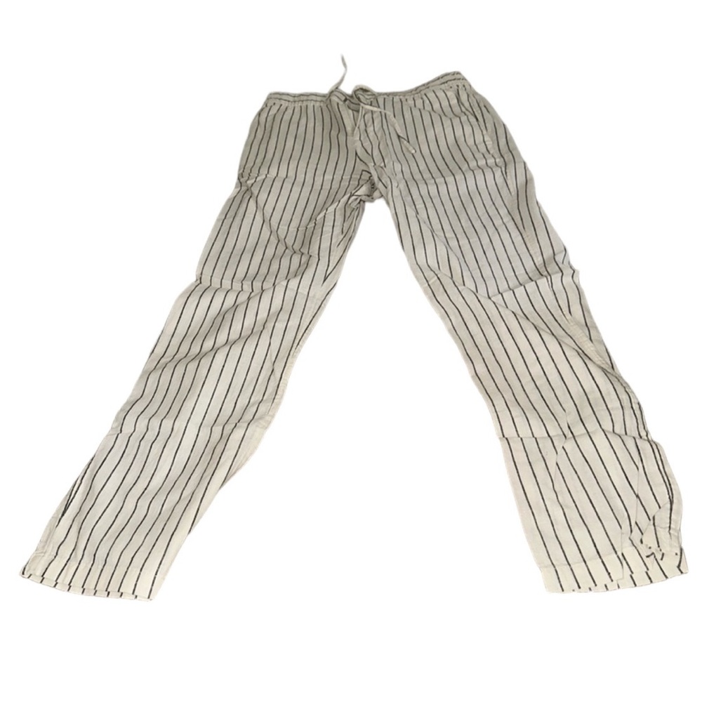 H&M Regular Fit Striped White Pants